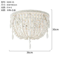 French Style Retro Pendant Lights For Living Room  Bedroom Children'S Room Princess White Wood Bead Decorative Indoor Lighting