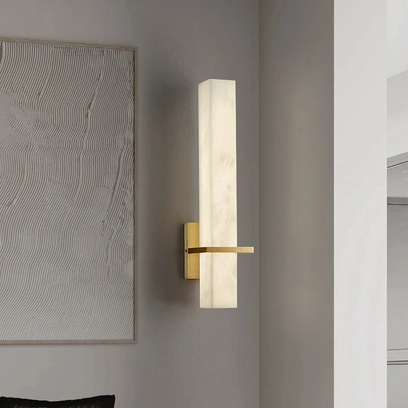 applique murale led en marbre et cuivre doré luxueuse - vue 4 sur 7