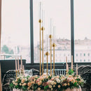 Floor Candelabra 5 Arm 42.5'' Tall Gold Candle Holder, Candelabra Centerpieces for Tables, Metal Candlestick Set with Acry