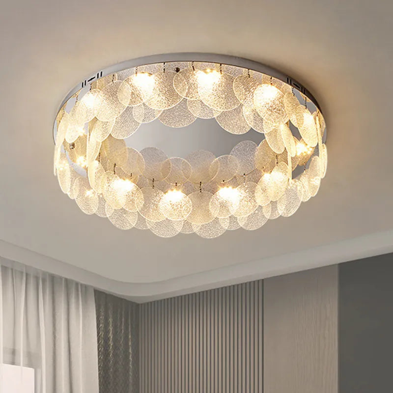Plafonnier Led rond en verre et cristal
