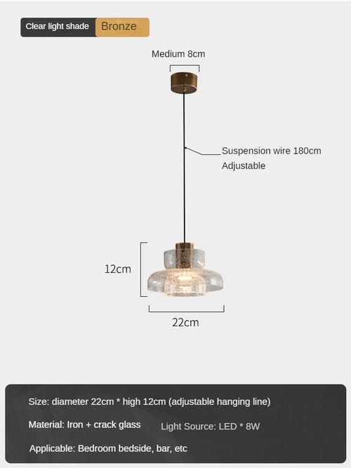 suspension en verre craquelé style américain rétro pour intérieur - vue 11 sur 12
