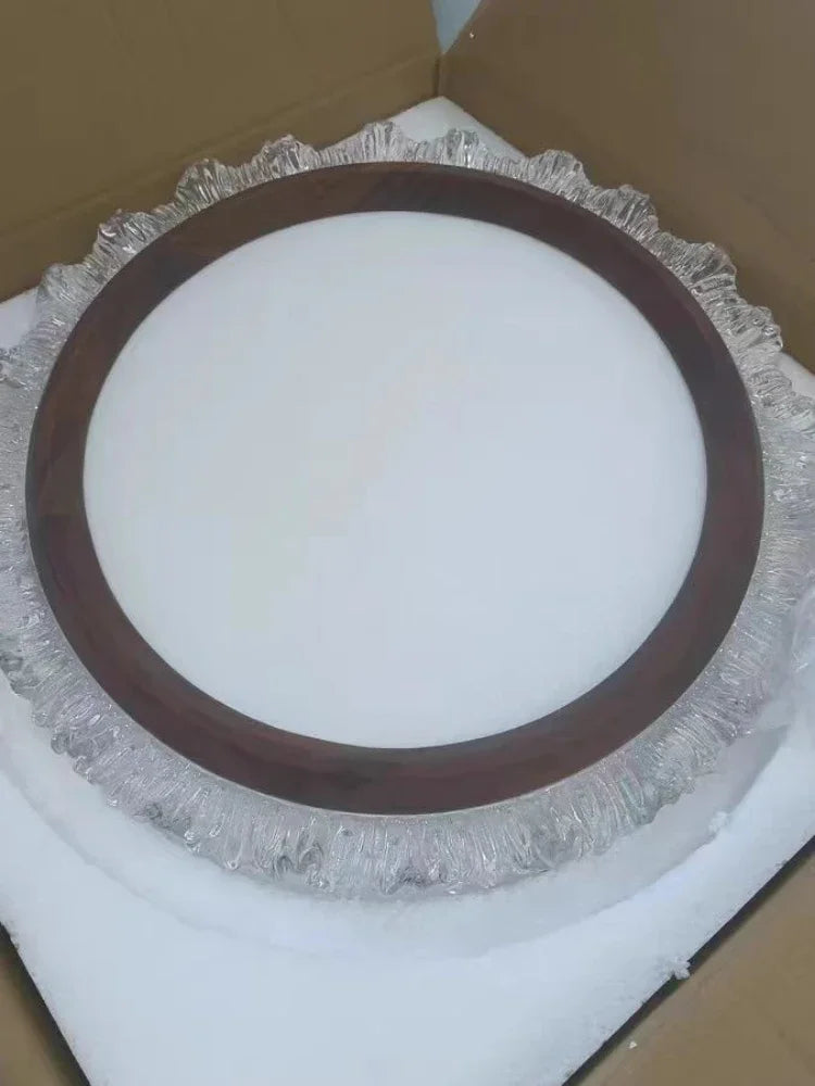 plafonnier en bois rétro forme circulaire et carrée acrylique - vue 5 sur 10