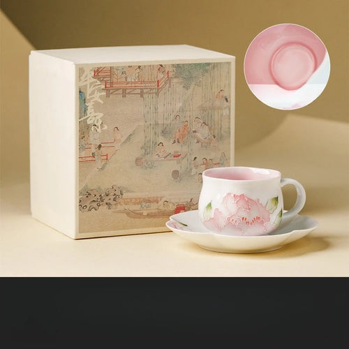 Ensemble tasse thé porcelaine style chinois avec soucoupe