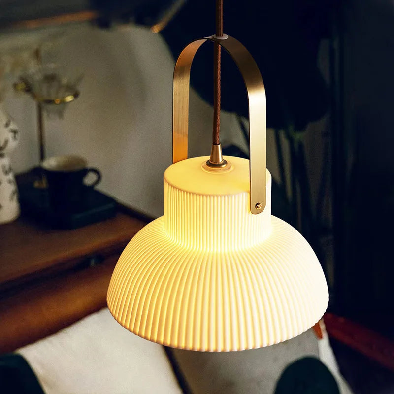 suspension led moderne en céramique style japonais iwhd - vue 6 sur 14