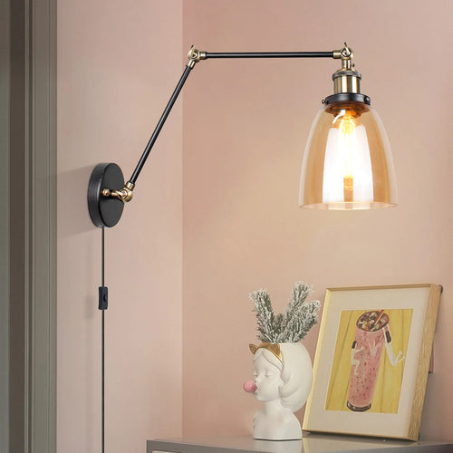 applique murale led nordique longue perche en verre avec interrupteur
