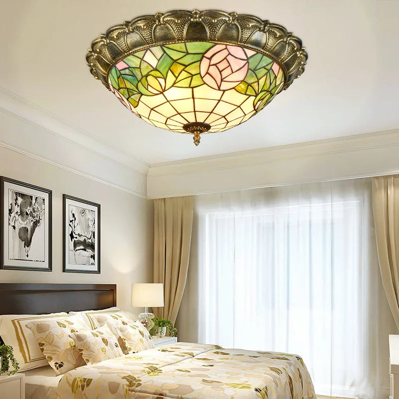 plafonnier led vitrail classique pour éclairage intérieur décoratif - vue 11 sur 13