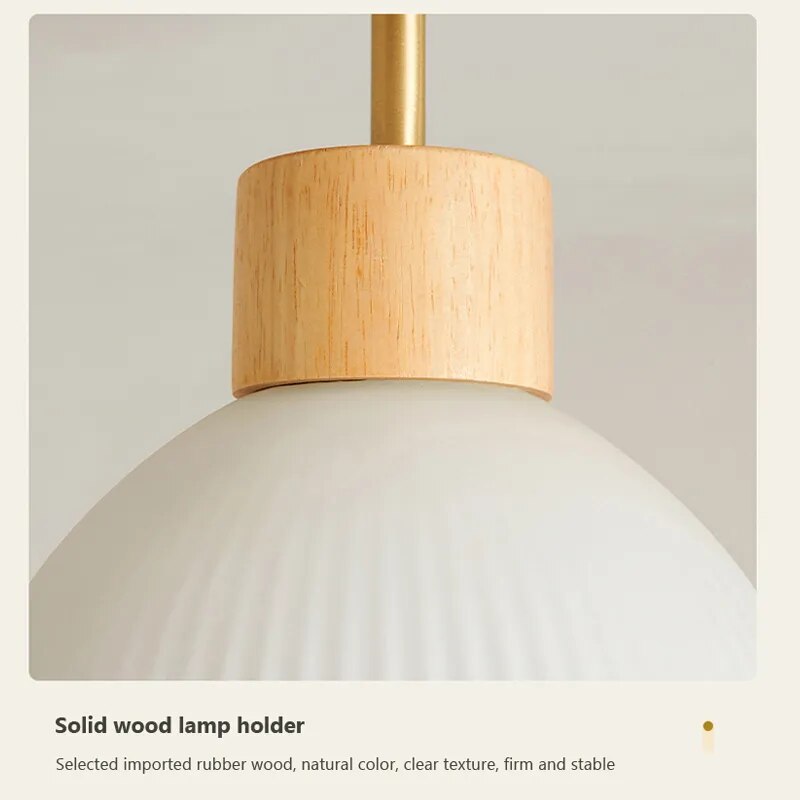 Lustre LED Verre Bois Lumière Salon Étude Salle Manger - vue 7 sur 12