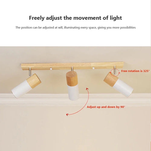 Plafonniers en bois nordiques spot rotatif salon chambre salle à manger spot réglable vestiaire luminaire - vue 5 sur 17