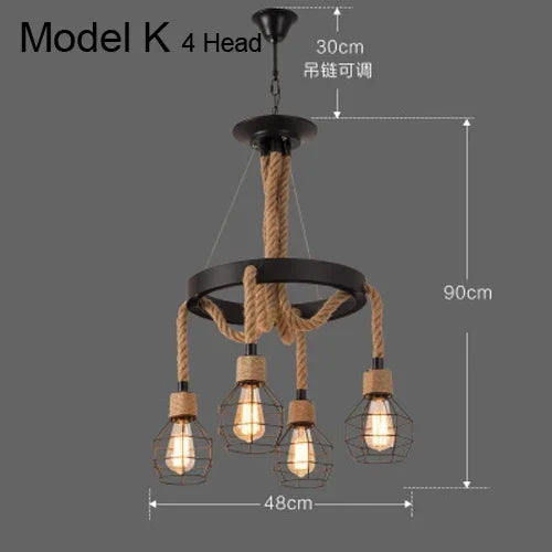 Lustre et Suspension rustique industrielle avec cordage - vue 16 sur 21