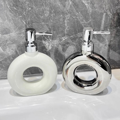 distributeur de savon céramique abstrait design pratique pour salle de bain - vue 4 sur 10