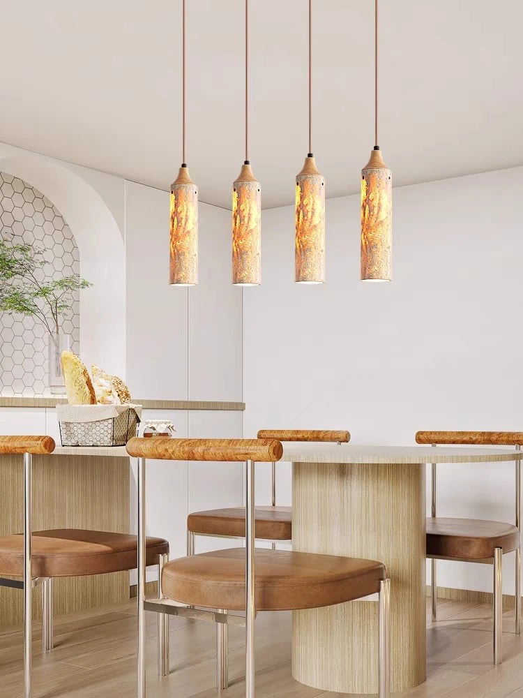 lustre en bois japonais design wabi-sabi pour décoration intérieure - vue 5 sur 11