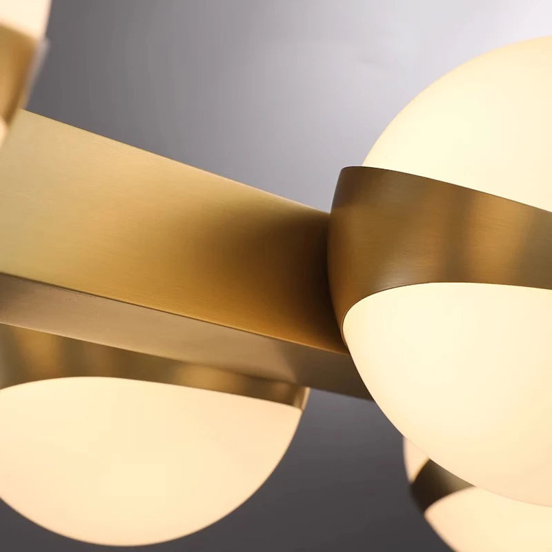 Lustre doré design intérieur moderne LED - vue 5 sur 9