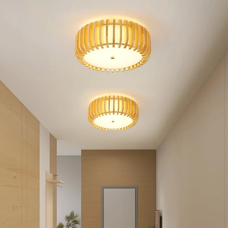 plafonnier japonais en bois pour un éclairage chaleureux - vue 6 sur 8