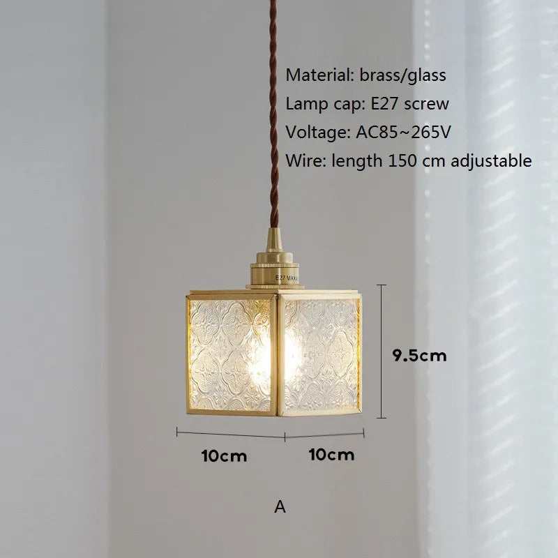 Vintage copper and glass pendant light for decorative interiors