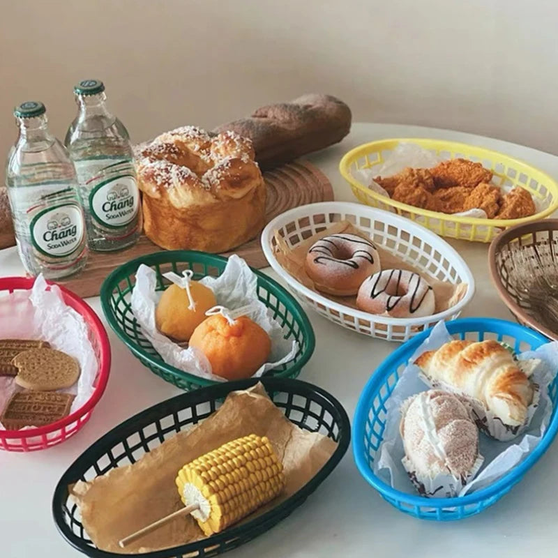 panier ovale en plastique pour nourriture et rangement décoratif - vue 7 sur 13