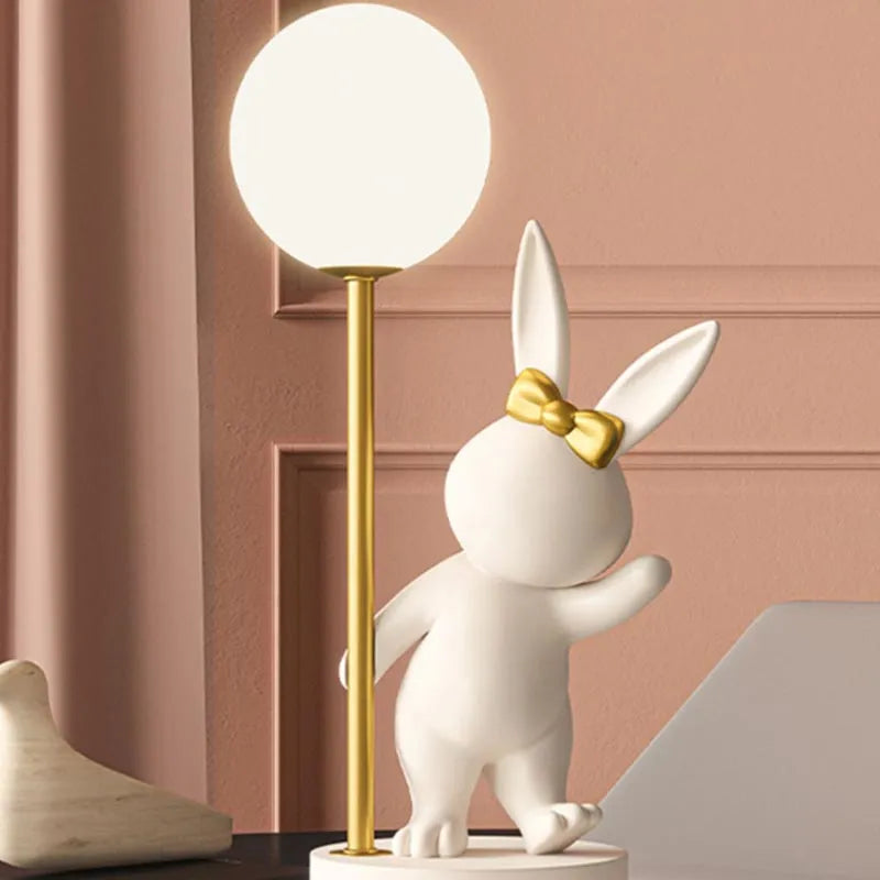 Lampe de Table en forme de lapin rose nordique - vue 5 sur 16