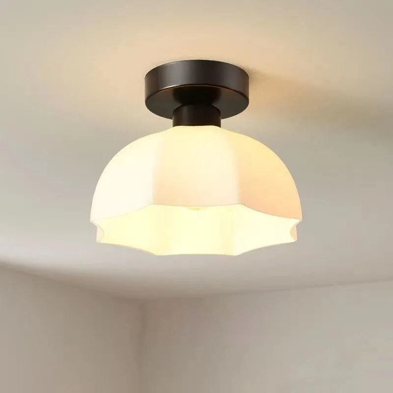 Plafonnier LED en céramique et verre crème - vue 5 sur 15