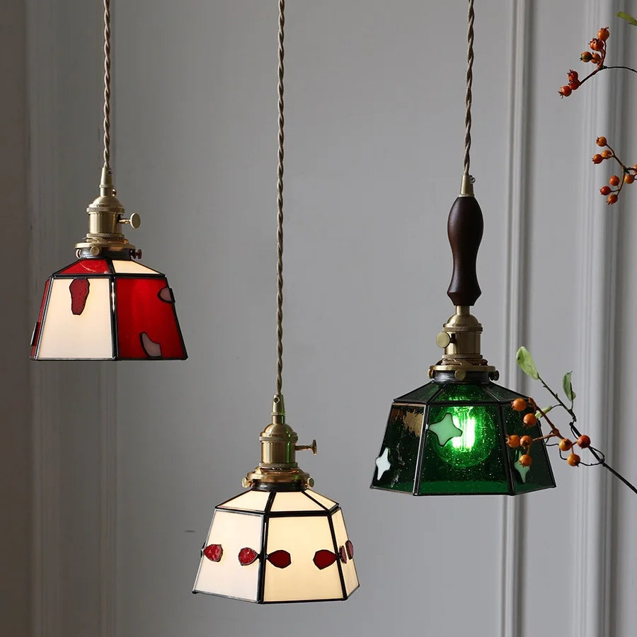 Nordic vintage handheld lamp with coloured glass and copper - vue 4 sur 29