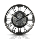 horloge murale industrielle en métal avec engrenages mobiles décorative