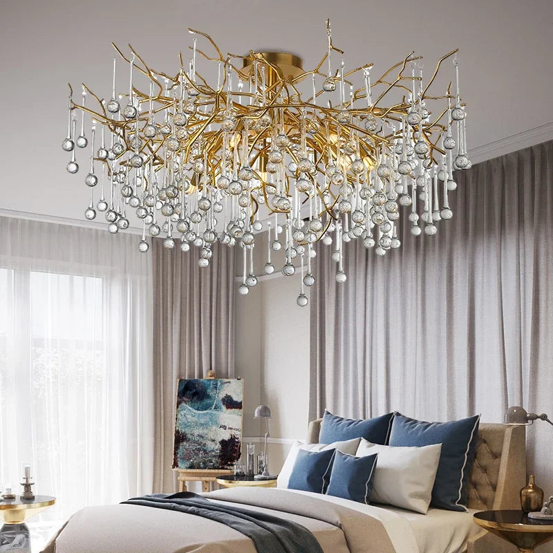 lustre nordique en cristal éclairage à led pour décoration intérieure - vue 3 sur 6