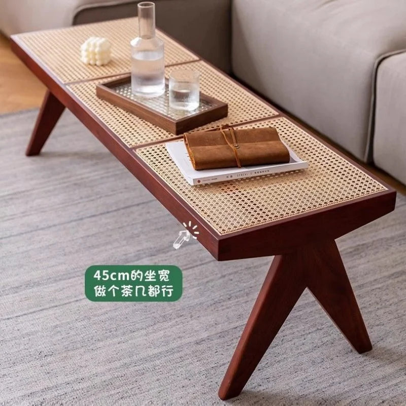 banc en rotin tressé style japonais ancien pour petit espace - vue 3 sur 18