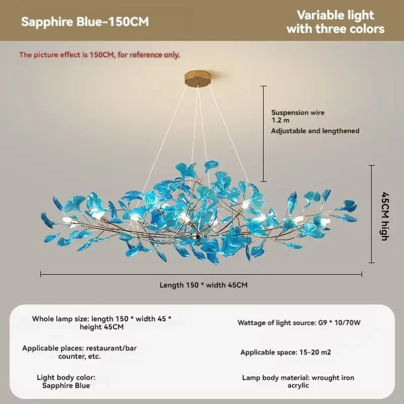 lustre romantique nordique artpad avec feuilles en acrylique pour la maison - vue 8 sur 21