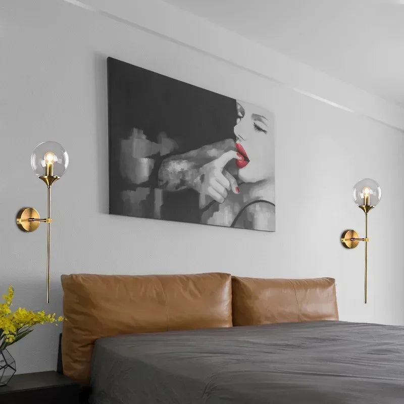 applique murale moderne en verre et chrome doré pour décoration intérieure - vue 4 sur 15