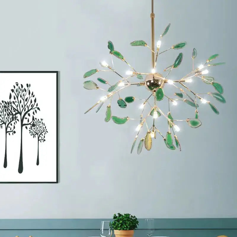 lustre en agate naturelle avec éclairage led coloré pour intérieur élégant - vue 5 sur 14