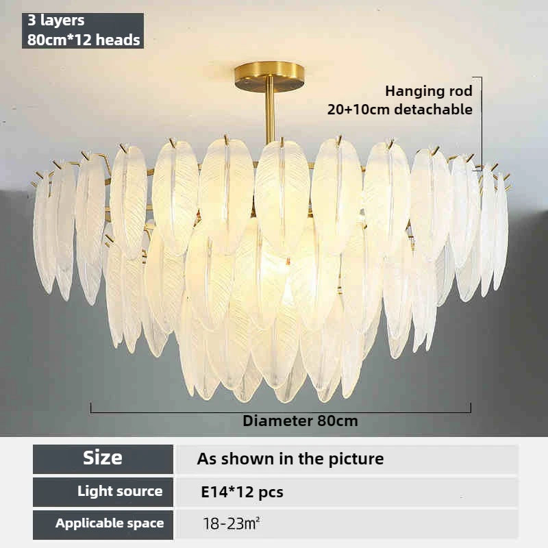 suspension romantique en verre et plumes design moderne minimaliste - vue 8 sur 9