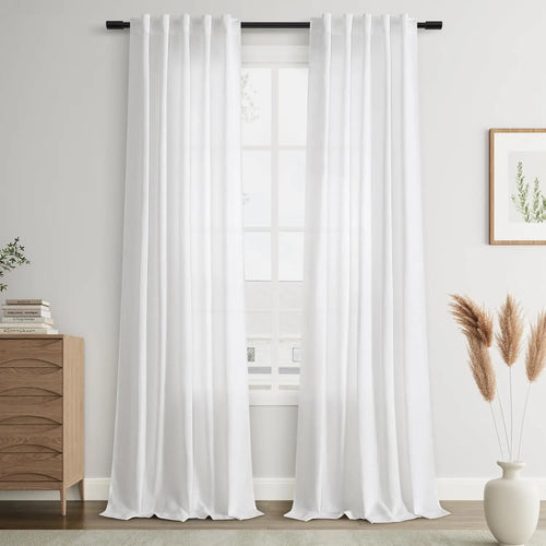 Voilage effet lin extra long fenêtres plafond haut