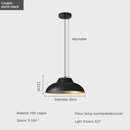 Modern and Minimalist Master Bedroom Bedside Pendant Light, Personalized and Luxurious All Copper Walnut Bar Hanging Line Light - vue 10 sur 10