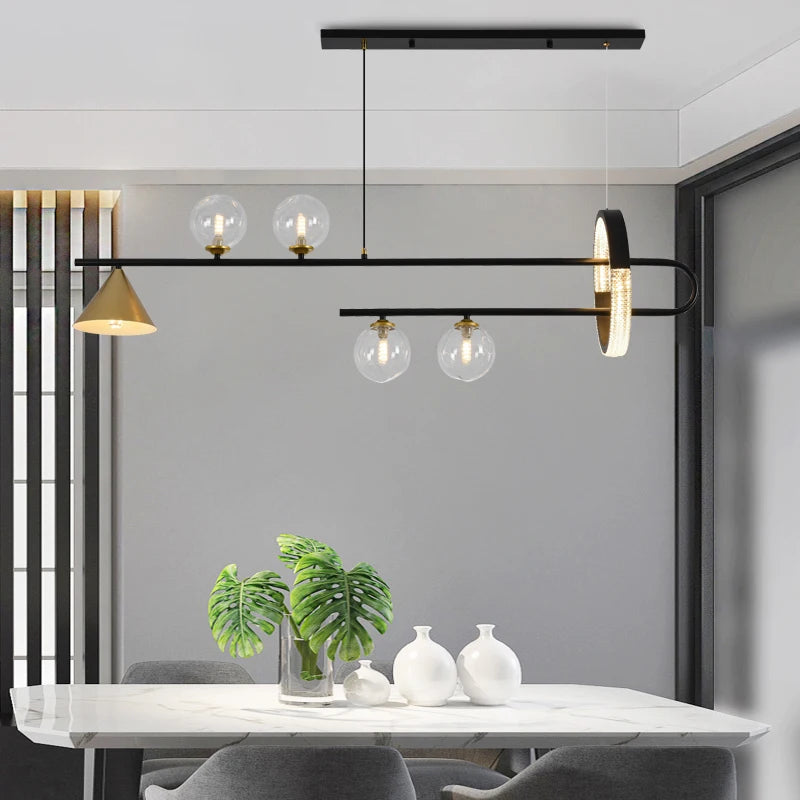 lustre style nordique moderne avec ampoule led en verre - vue 6 sur 8