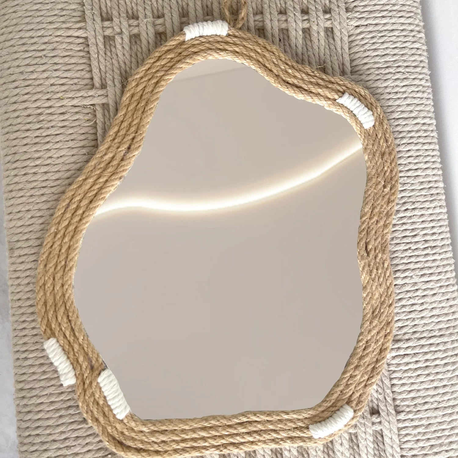 miroir décoratif nordique tissé à la main mural créatif et original - vue 4 sur 7