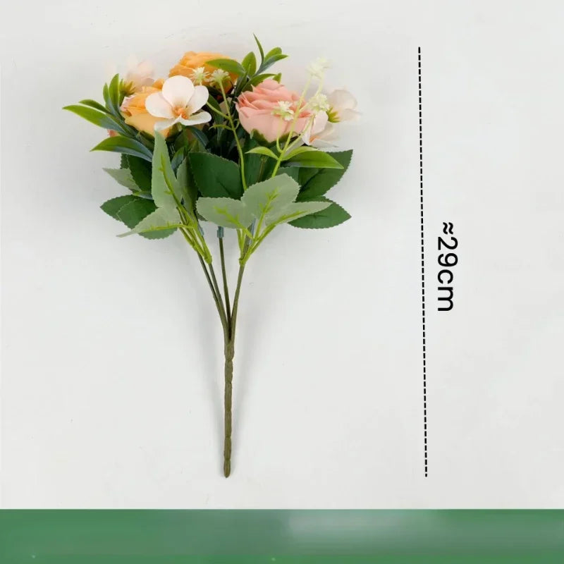 bouquet de roses artificielles en soie pour décoration intérieure - vue 10 sur 12