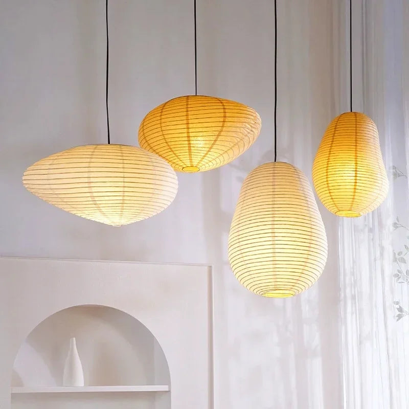 lustre wabi sabi style japonais isamu noguchi led décoratif - vue 4 sur 9