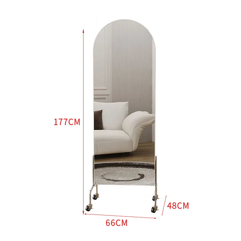 Adjustable solid wood full body mirror, magazine bookshelf mirror, floor standing retro with wheel fitting mirror - vue 11 sur 18