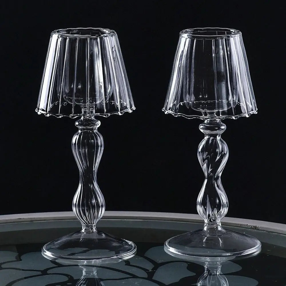 lustre en verre à rayures bougeoir créatif romantique délicat - vue 4 sur 11