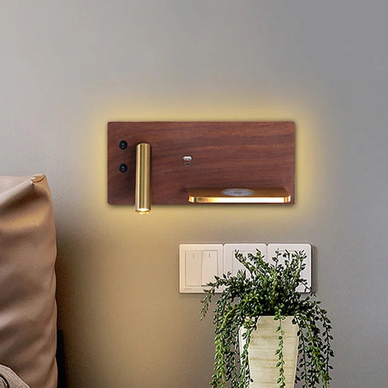 applique murale usb led sans fil luxe multi-fonction avec interrupteur