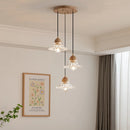 lustre nordique moderne en bois et verre led japonais