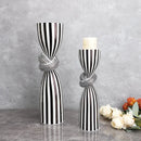 Black and White Striped Twisted Rope Knot Single Candle Holder, Resin, Dining Table Wedding Center Decoration, Modern Decoration