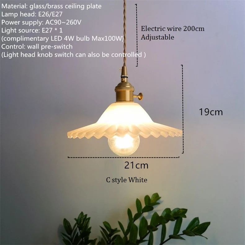 Nordic vintage rustic pendant light glass copper wabi-sabi decoration
