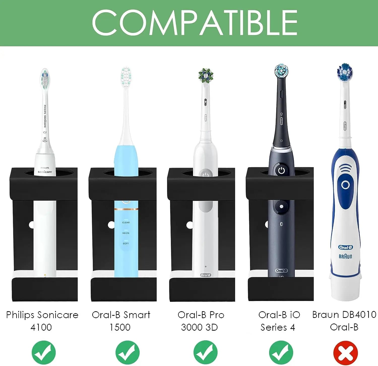 Aluminum Wall Mount Electric Toothbrush Holder for Bathroom, Shower, Toothbrush Hanger Brush Stand, Hanger Bathroom Organizer - vue 3 sur 16