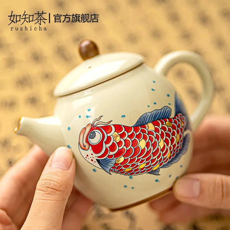 Théière chinoise céramique arowana style retro kung fu - vue 4 sur 7