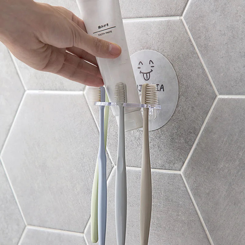 porte-brosse à dents auto-adhésif avec support et distributeur intégré - vue 6 sur 14