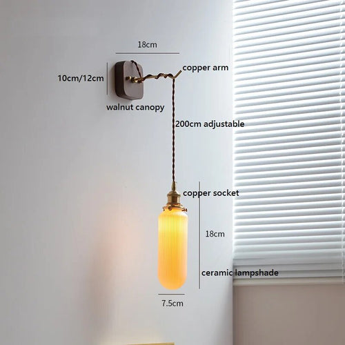 applique murale led noyer cuivre moderne baguette plug-in - vue 17 sur 23
