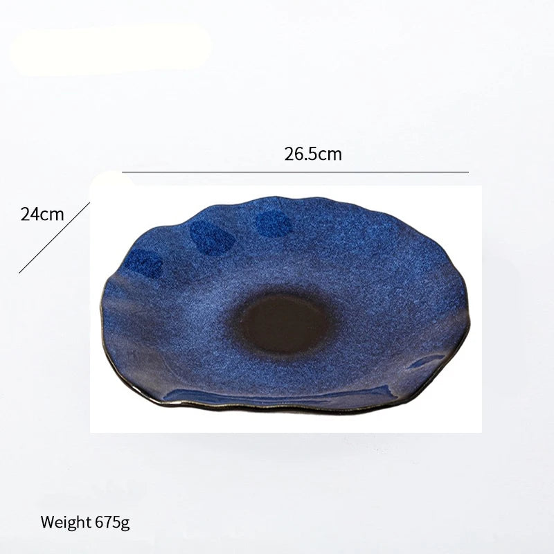 Assiette plate ceramique japonaise forme coquillage irreguliere