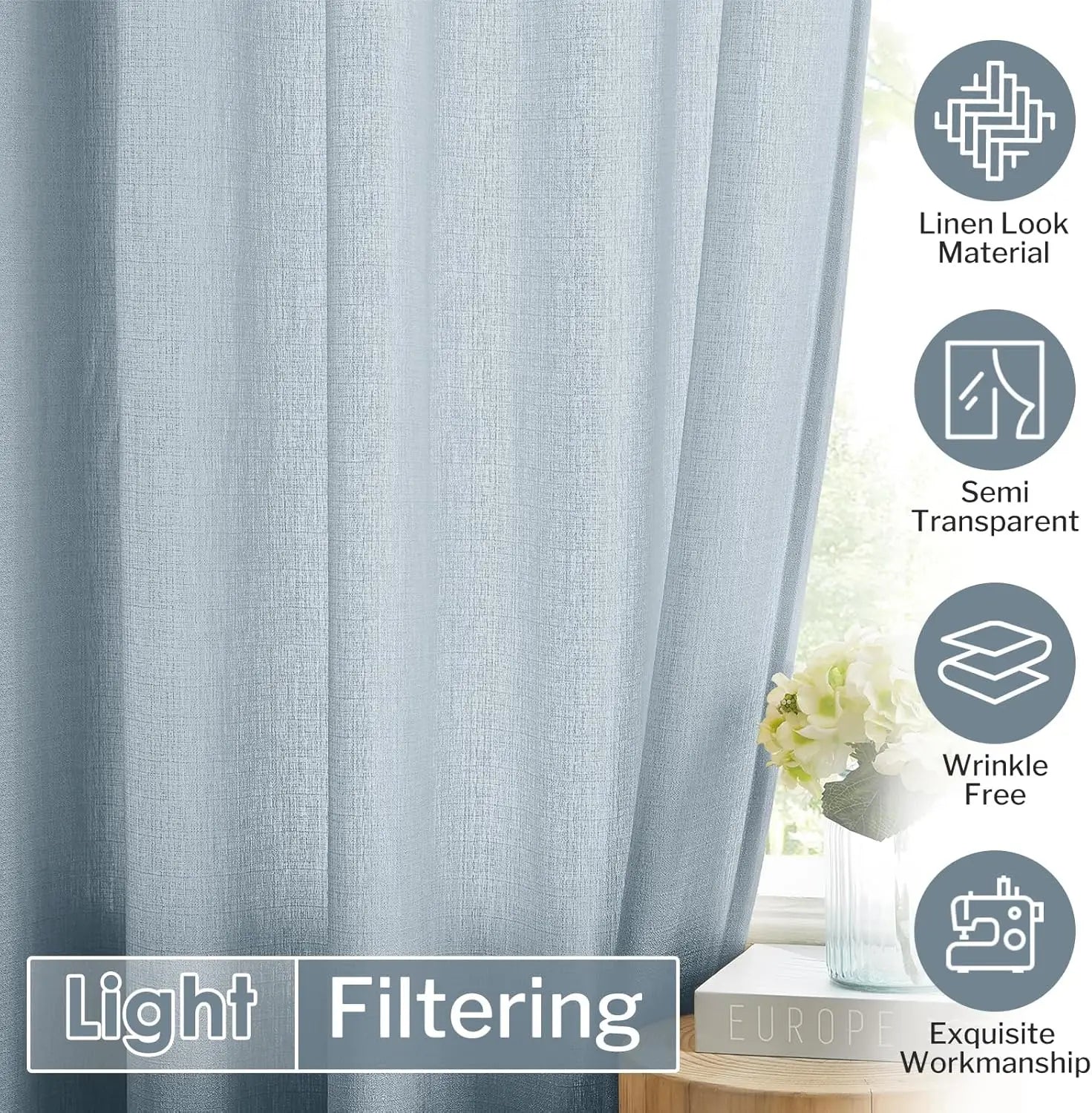 Voilage tulle uni sur mesure pour chambre salon - vue 8 sur 9