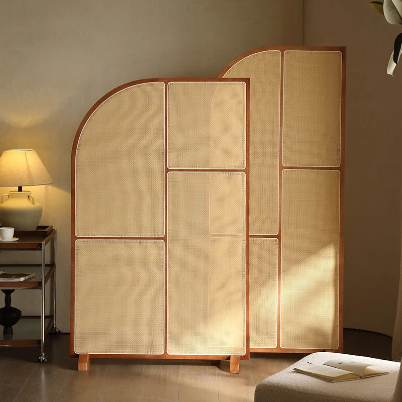 Japanese-style solid wood rattan screen partition is opposite the door to the home, living room entrance is blocked, and mobile - vue 14 sur 29