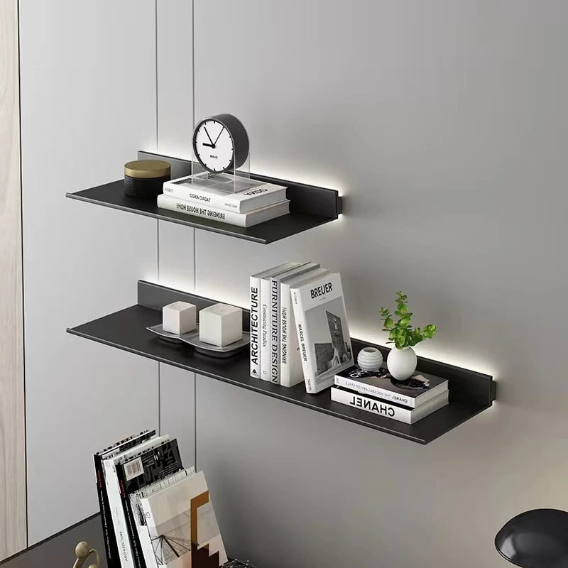étagère murale lumineuse en aluminium ouverte et éclairée - vue 3 sur 9
