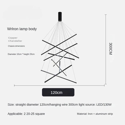 Modern Simple Design LED Ceiling Light, Penthouse Lobby Duplex Corridor Hotel Lobby Living Room Ceiling Decoration Chandelier - vue 8 sur 9